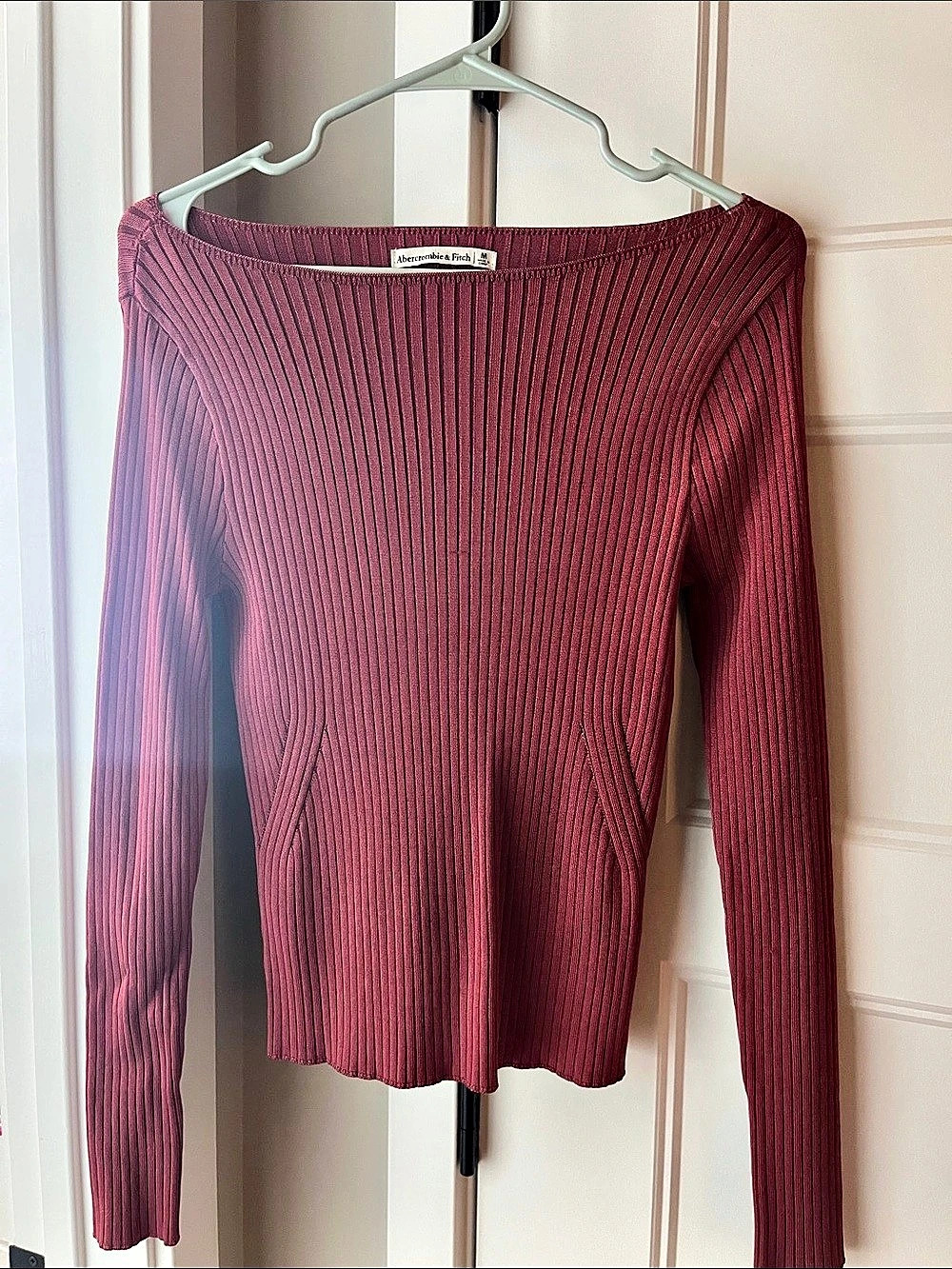 Abercrombie & Fitch Glossy Slash Sweater Top Purple Medium